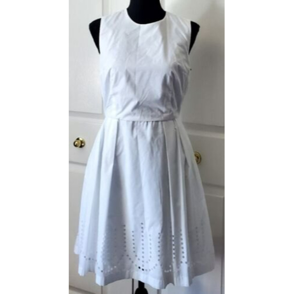 Gap Women’s White Cotton Dress Lined Back Zip Fit & Flare Sleeveless Sz 4 EUC - Picture 1 of 8